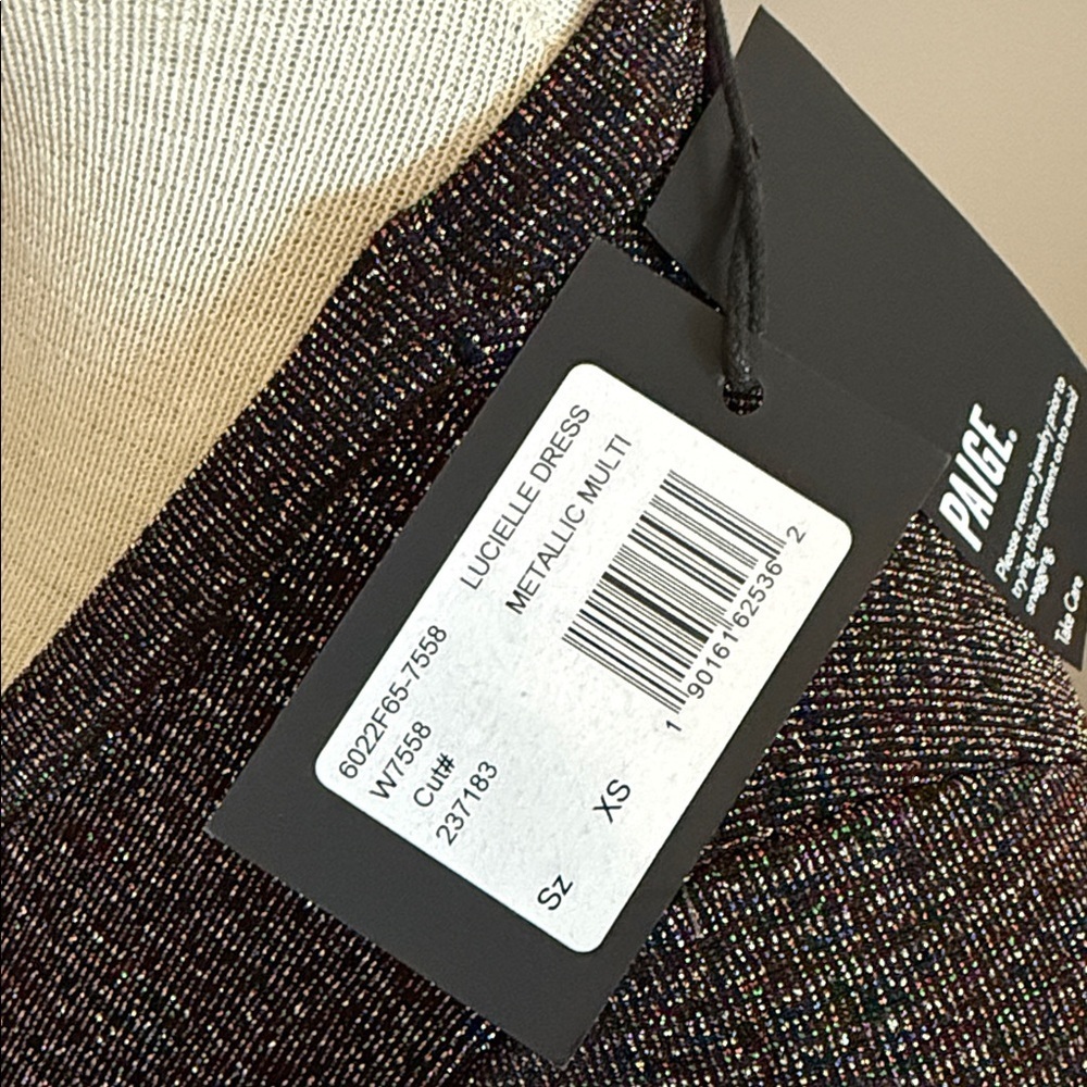 NWT!! Paige - Lucielle Metallic Long-sleeve Wrap Dress In Metallic Multi - XS - Picture 8 of 9